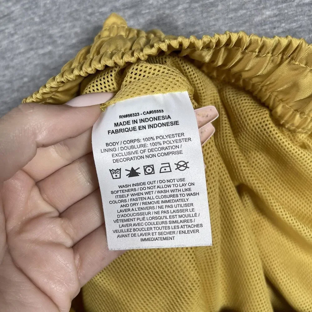 Nike Swim Trunks Mens M Yellow Mesh Lined Drawstring Pockets Quick Dry Athletic